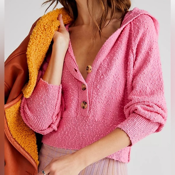 Free People- Found My Friend Hoodie- Pink-size Small-like new-EUC - Picture 2 of 8